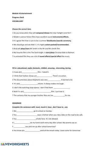 Entertainment and modal verbs