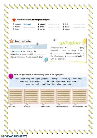 Write the verbs in the past simle