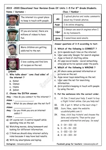 8. Sınıf 1-5 Ünite LGS Hazırlık