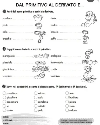 Nomi primitivi e derivati