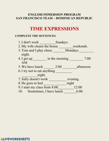 Time expressions