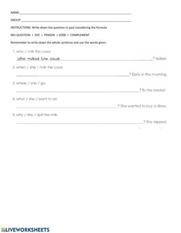 Grammar past questions