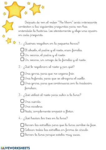 -The moon- Comprensión lectora