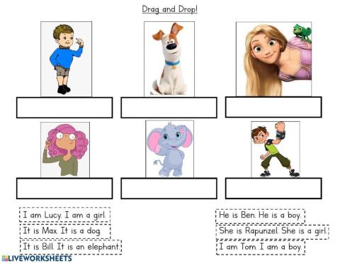 Drag and drop - He she it I