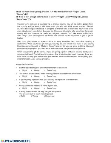 Reading comprehension