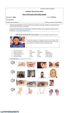 Guía nº5 My body