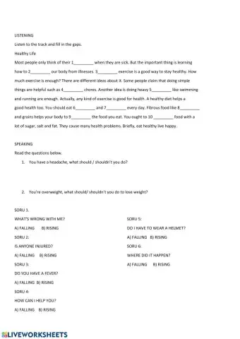 Healt Problems 'Listening and Pronunciation'