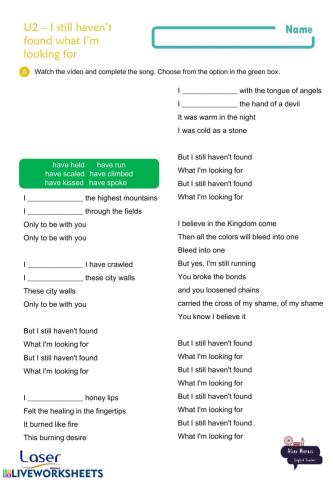 Song - U2 - I still haven't found what I'm looking for