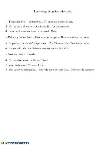 Acuerdo y desacuerdo en español