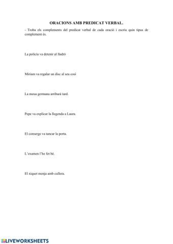 Complements del predicat verbal