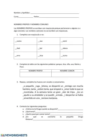 Nombre propios y comunes