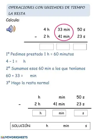 Resta de unidades de tiempo