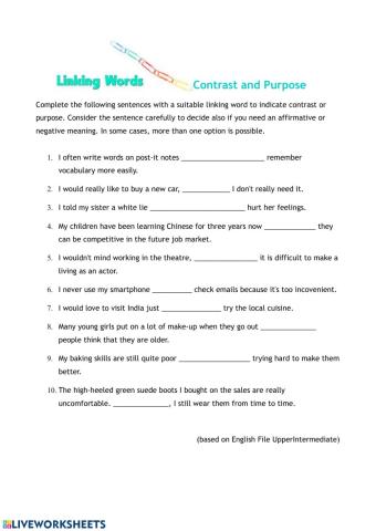 Linking Words: Contrast and Purpose