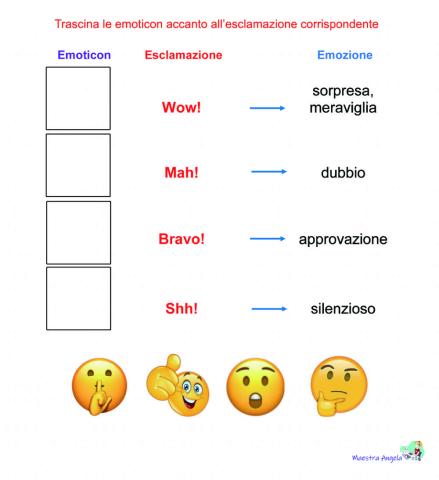 Abbina le emoticon alle esclamazioni (es.2)