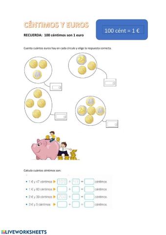 Equivalencia euros y céntimos