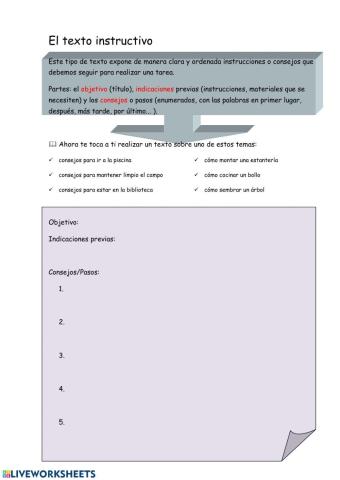 Texto instructivo Lengua