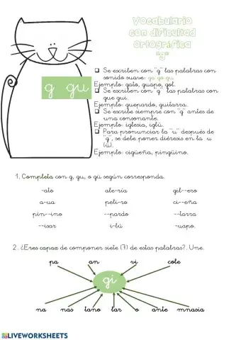 FICHA DIFICULTAD ORTOGRÁFICA g-gü