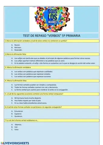 Test verbos 5 primaria
