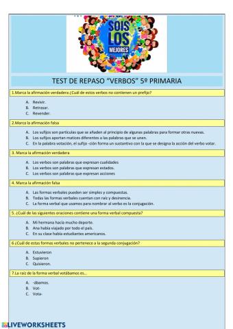 Test verbos 5 primaria