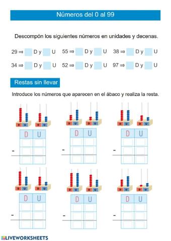 Números y restas sin llevar