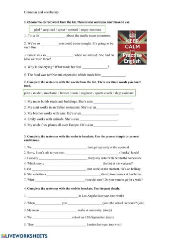 Grammar and vocabulary units 4,5,6