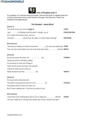 Use of English part 3 (James Blunt - The Greatest)