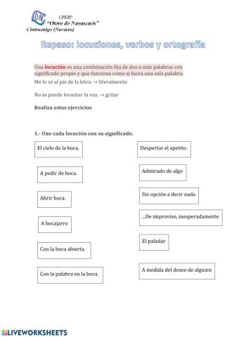 Locuciones, tiempos verbales, ortografía