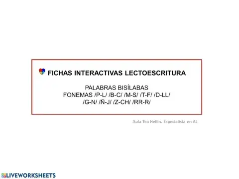 Lectoescritura. Ñ-J