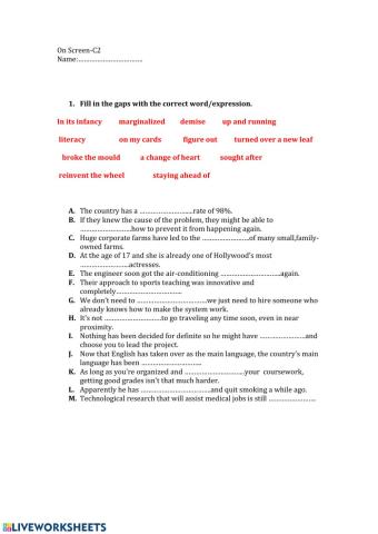 On Screen-Unit 4-vocabulary pt2