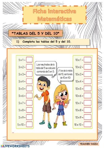 Tablas del 5 y del 10