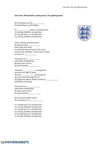 Three Lions - football is coming home