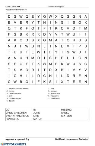 Junior Wordsearch 36