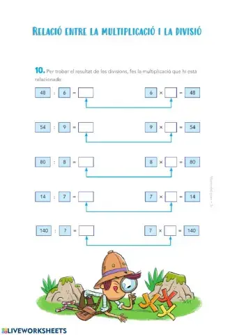 Relació entre multiplicació i divisió