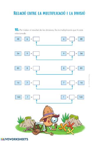 Relació entre multiplicació i divisió