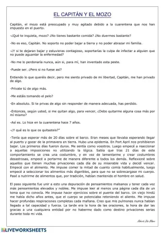 Compresión Lectora - El capitán y el mozo