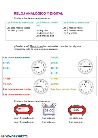 Reloj analógico y digital