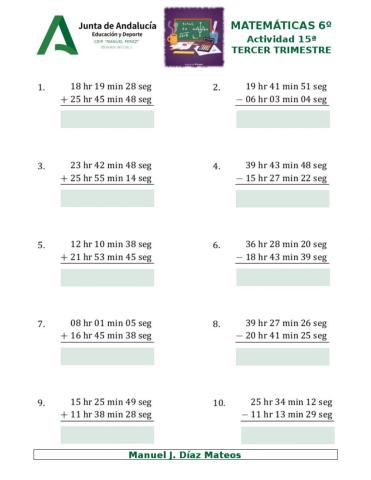 Sumas y restas de intervalos de tiempos