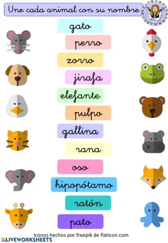 Une cada animal con su nombre