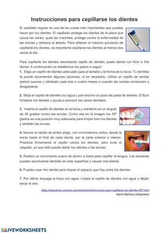 Instrucciones para cepillarse los dientes