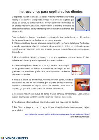 Instrucciones para cepillarse los dientes
