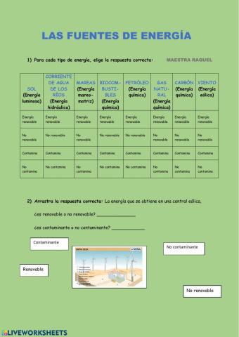 Fuentes de energia renovables y no renovables