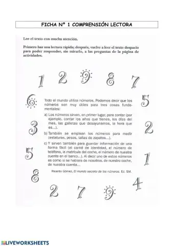 Comprensión lectora nº 1