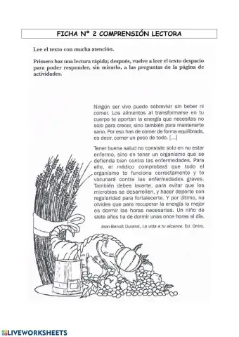 Comprensión lectora nº 2