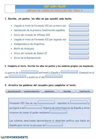 Edad contemporánea: España en el siglo XIX