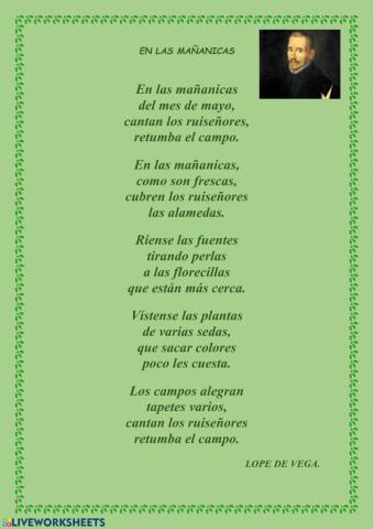Comprensión lectora: poema -En las mañanicas-