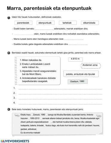 Marra, parentesiak eta etenpuntuak