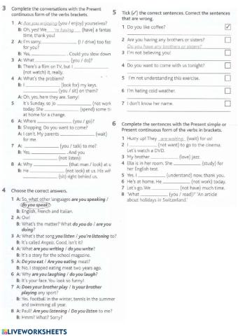 Present Simple Present Continuous