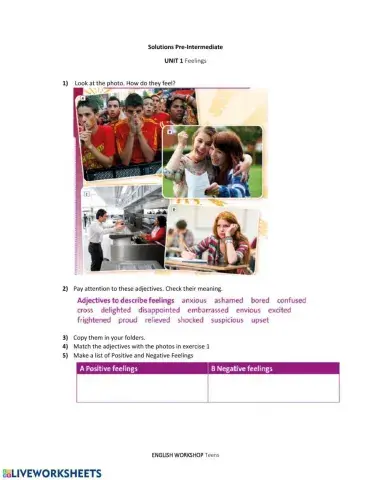 UNIT 1: Feelings (Solutions Pre-Intermediate)