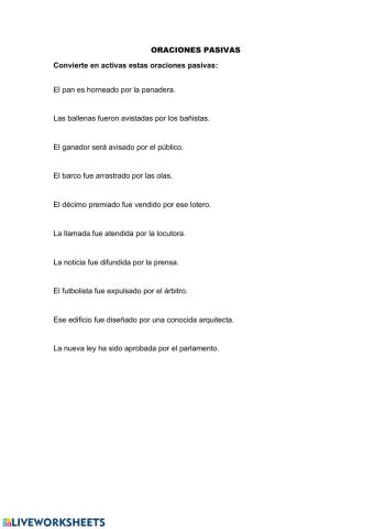 Oraciones pasivas