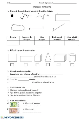 Evaluare Matematica Clasa a II-a